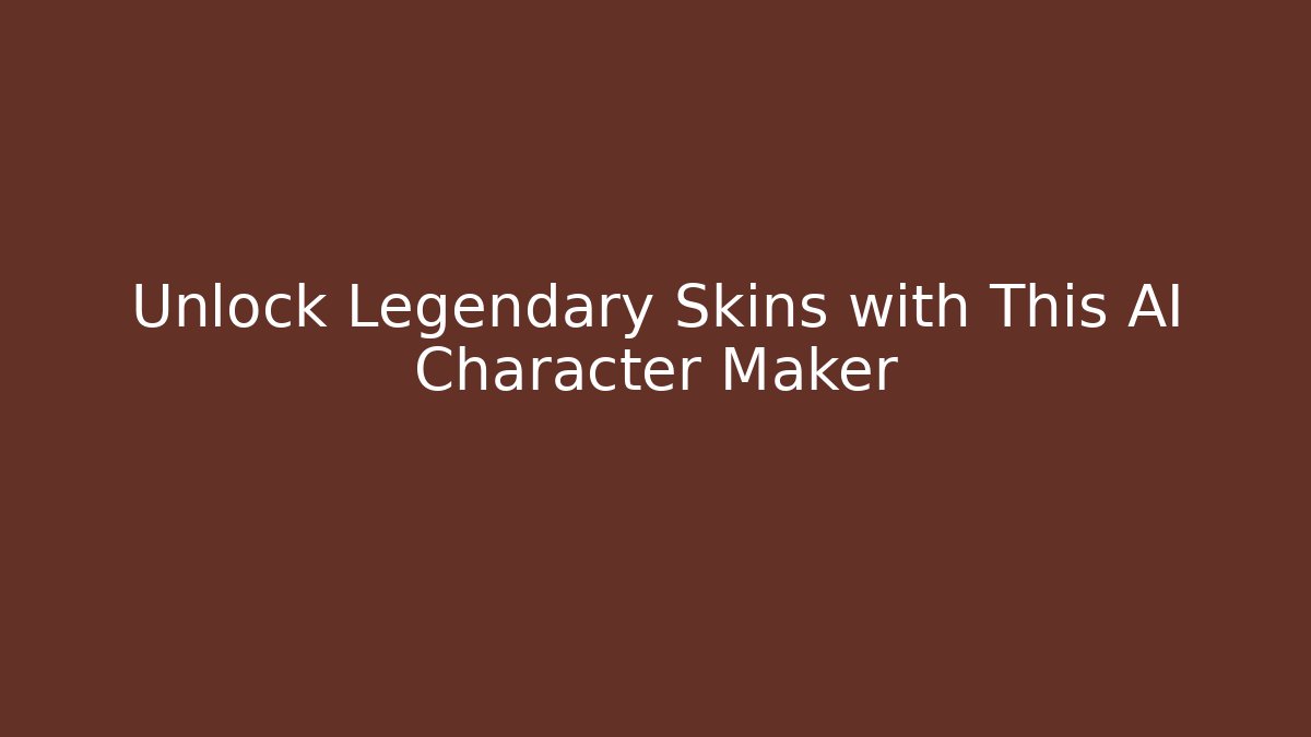Unlock Legendary Skins with This AI Character Maker