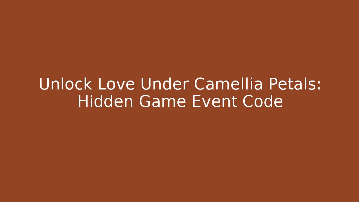 Unlock Love Under Camellia Petals: Hidden Game Event Code