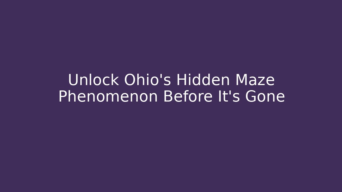 Unlock Ohio's Hidden Maze Phenomenon Before It's Gone