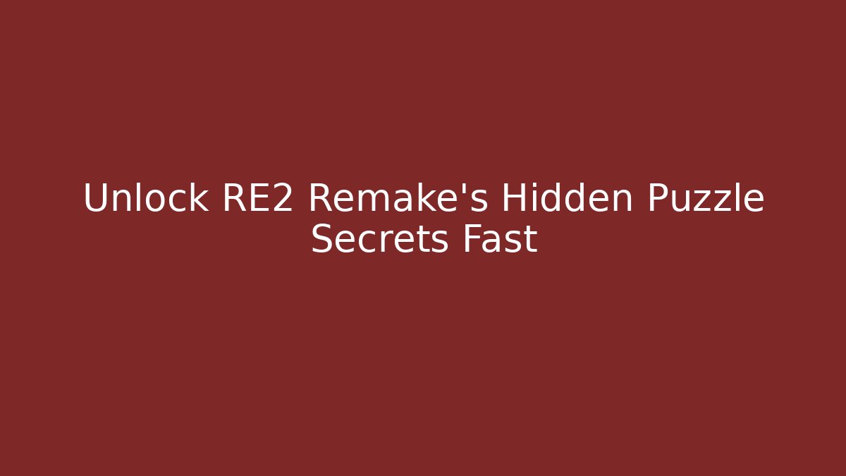 Unlock RE2 Remake's Hidden Puzzle Secrets Fast