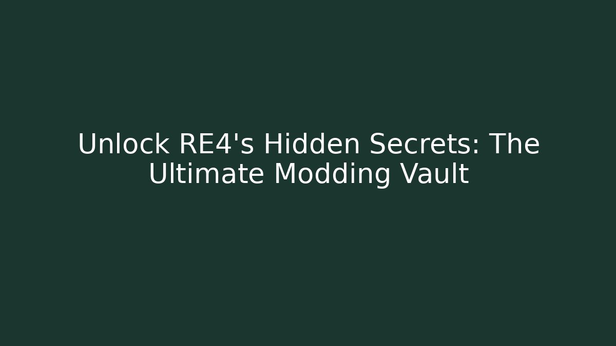 Unlock RE4's Hidden Secrets: The Ultimate Modding Vault