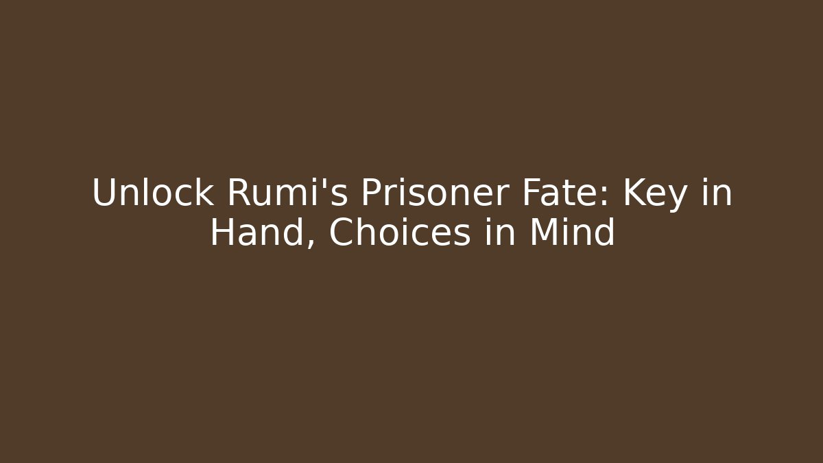 Unlock Rumi's Prisoner Fate: Key in Hand, Choices in Mind
