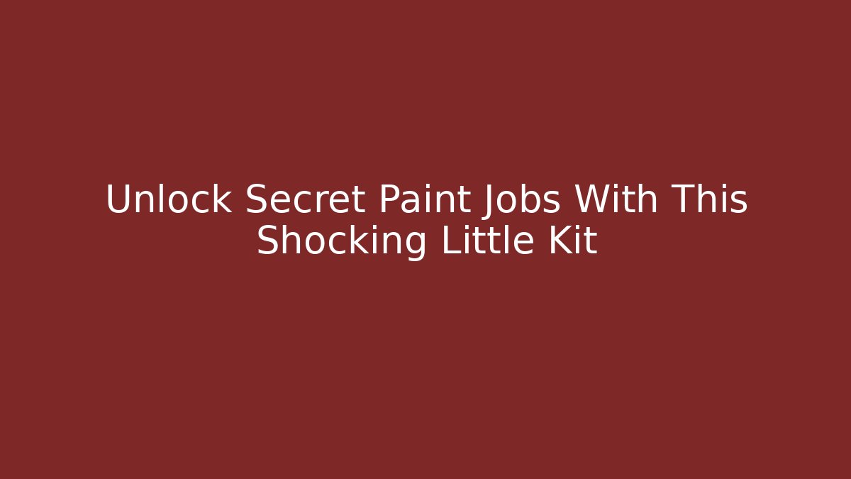 Unlock Secret Paint Jobs With This Shocking Little Kit