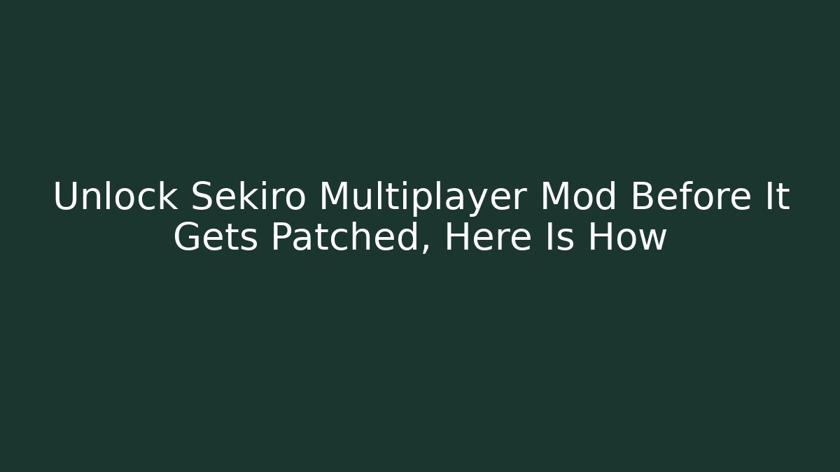 Unlock Sekiro Multiplayer Mod Before It Gets Patched, Here Is How - Create More Assets