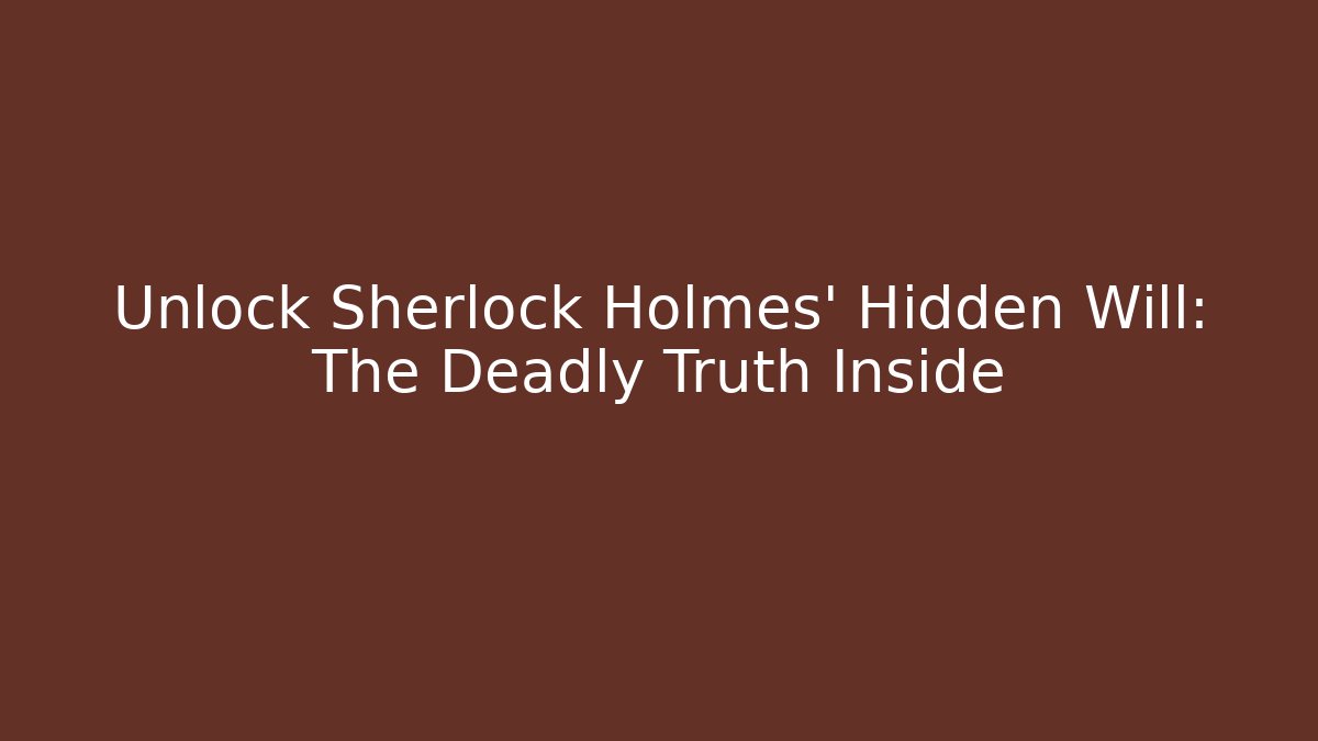 Unlock Sherlock Holmes' Hidden Will: The Deadly Truth Inside