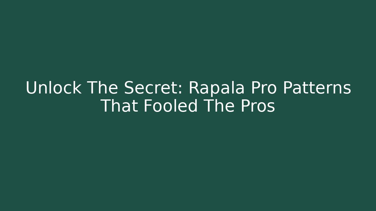 Unlock The Secret: Rapala Pro Patterns That Fooled The Pros - Create More Assets