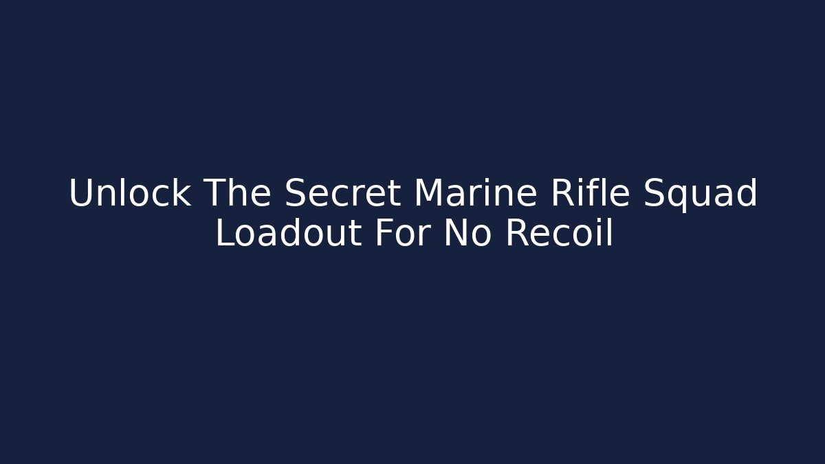 Unlock The Secret Marine Rifle Squad Loadout For No Recoil