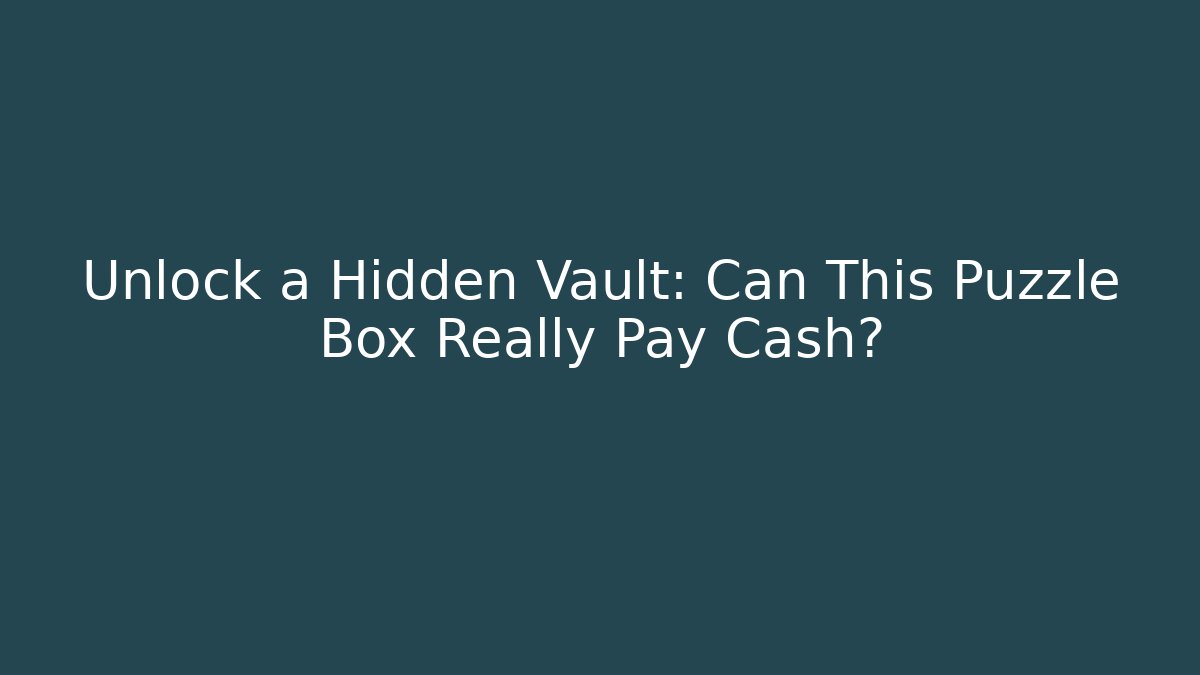 Unlock a Hidden Vault: Can This Puzzle Box Really Pay Cash?
