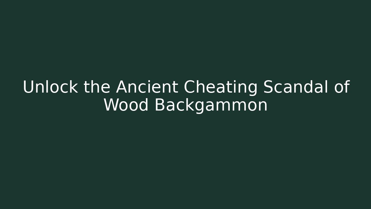 Unlock the Ancient Cheating Scandal of Wood Backgammon