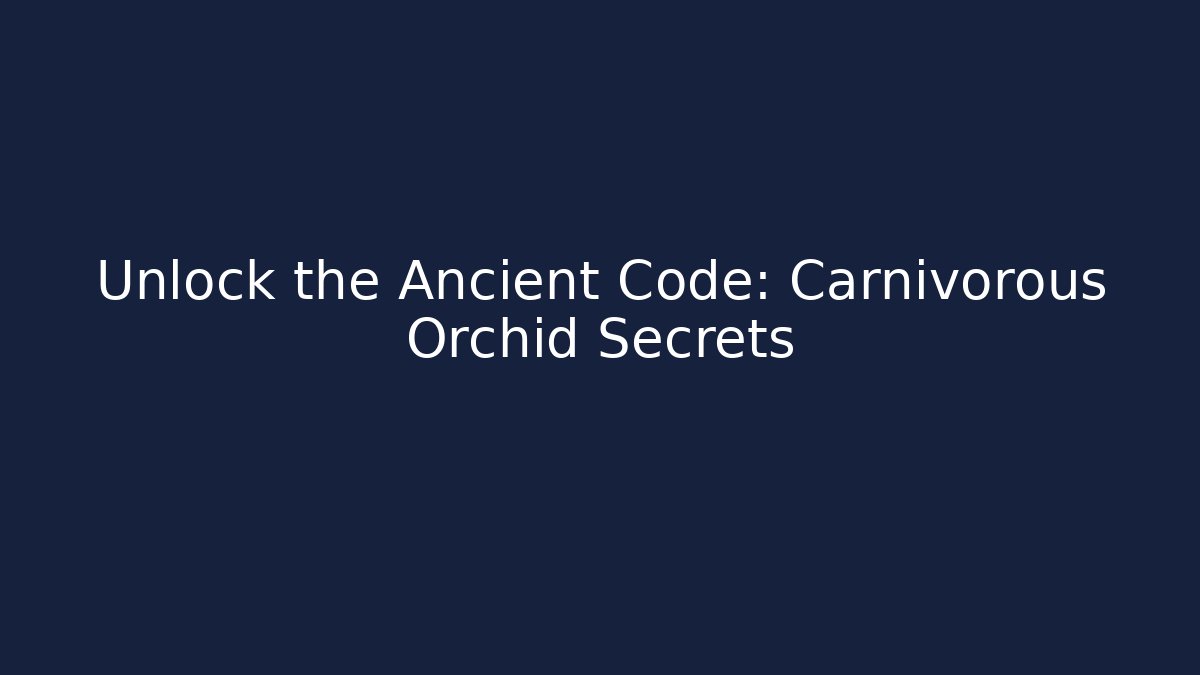 Unlock the Ancient Code: Carnivorous Orchid Secrets