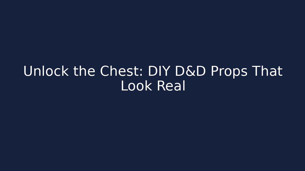 Unlock the Chest: DIY D&D Props That Look Real
