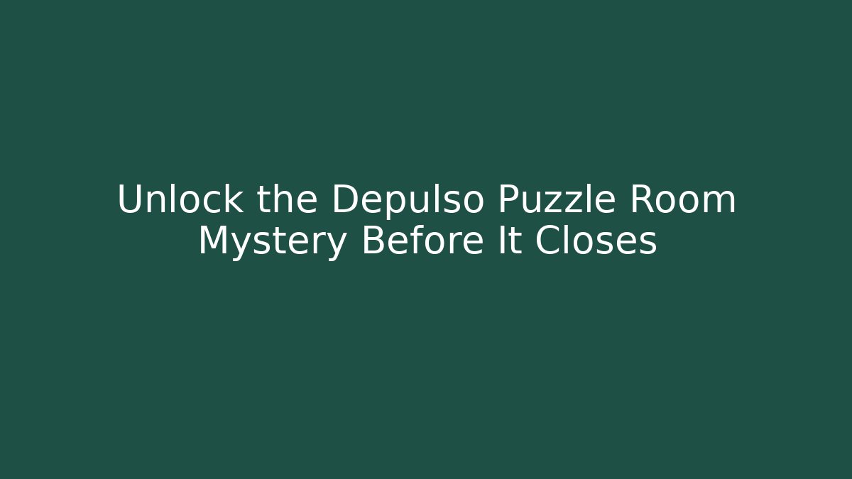 Unlock the Depulso Puzzle Room Mystery Before It Closes
