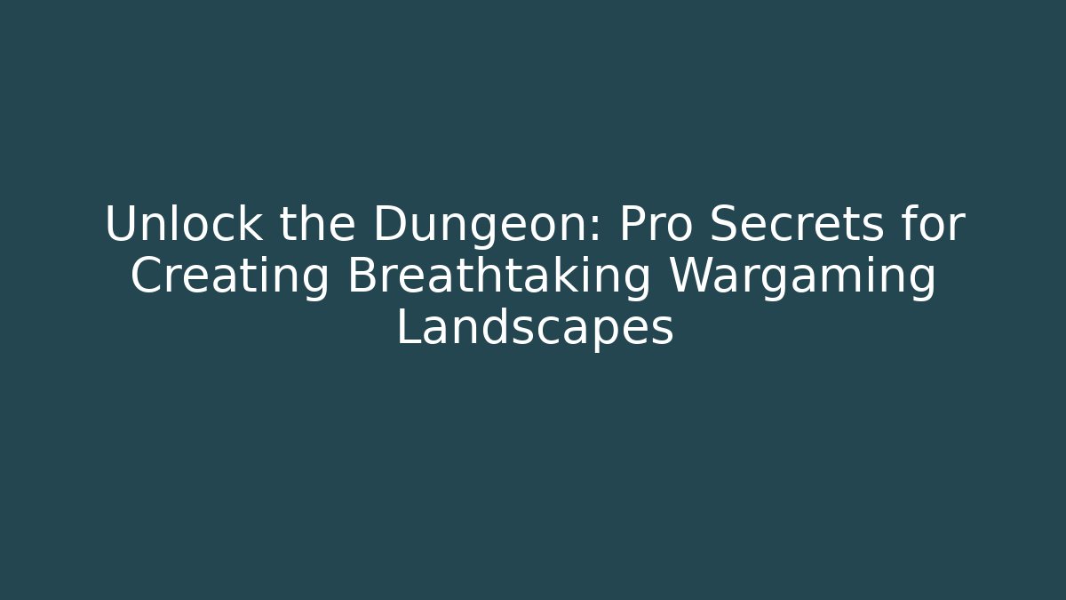 Unlock the Dungeon: Pro Secrets for Creating Breathtaking Wargaming Landscapes