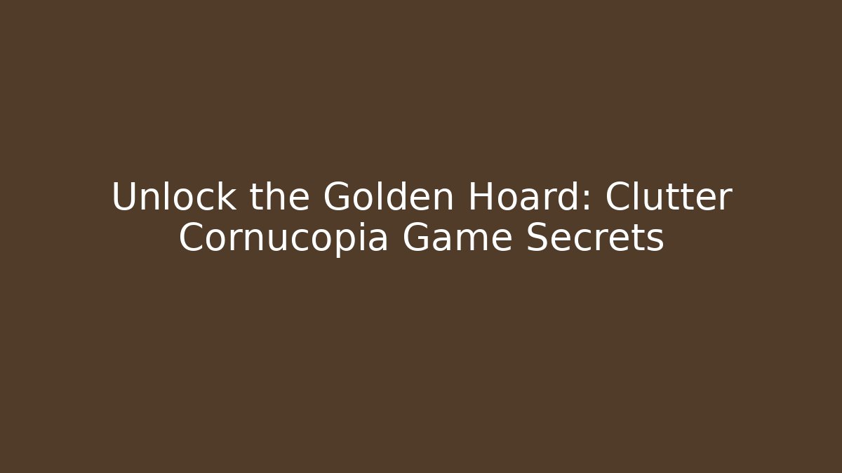 Unlock the Golden Hoard: Clutter Cornucopia Game Secrets