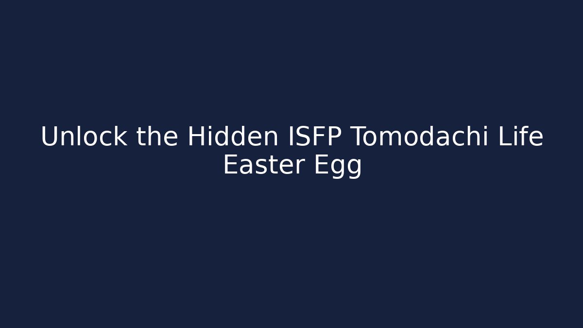 Unlock the Hidden ISFP Tomodachi Life Easter Egg - Create More Assets