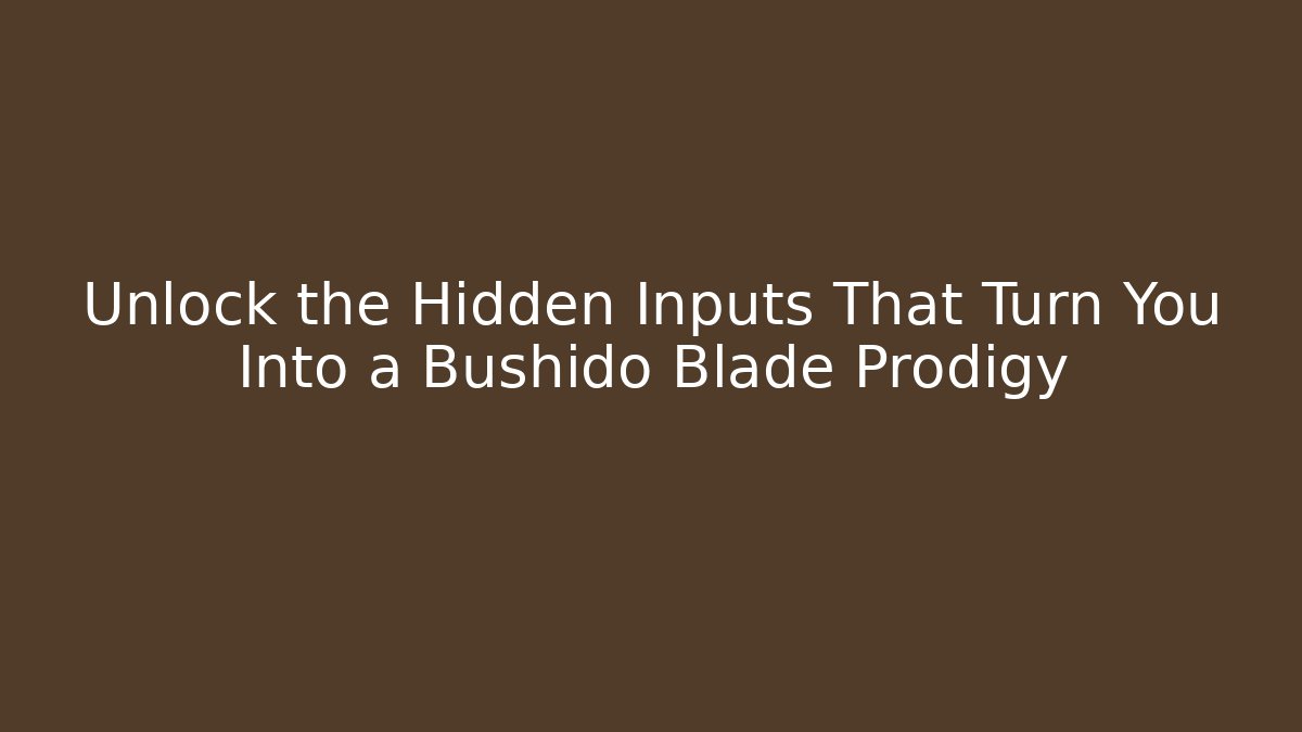 Unlock the Hidden Inputs That Turn You Into a Bushido Blade Prodigy
