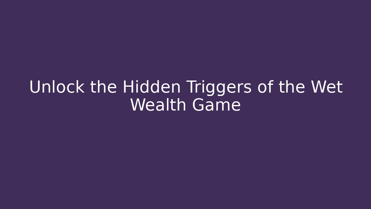 Unlock the Hidden Triggers of the Wet Wealth Game