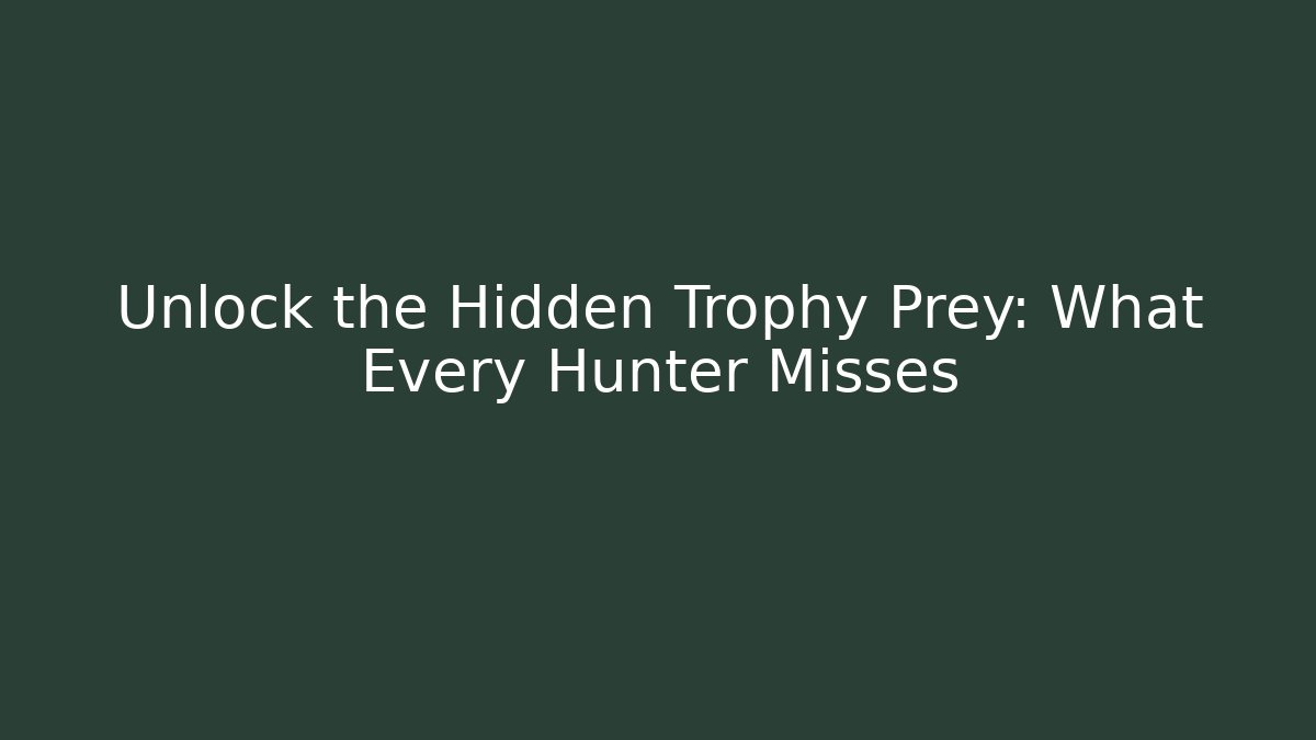 Unlock the Hidden Trophy Prey: What Every Hunter Misses