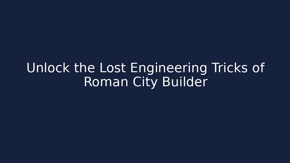 Unlock the Lost Engineering Tricks of Roman City Builder