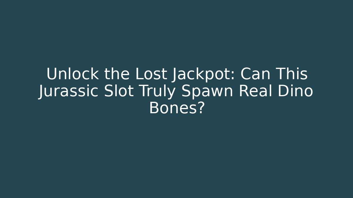 Unlock the Lost Jackpot: Can This Jurassic Slot Truly Spawn Real Dino Bones?