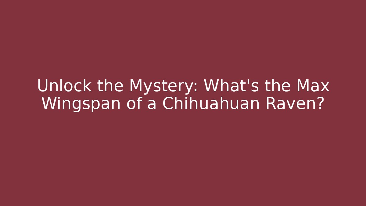 Unlock the Mystery: What's the Max Wingspan of a Chihuahuan Raven?