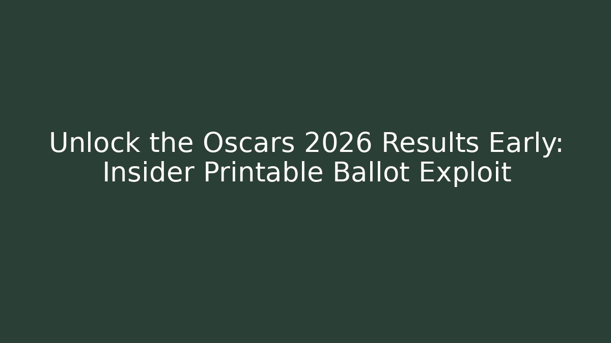 Unlock the Oscars 2026 Results Early: Insider Printable Ballot Exploit