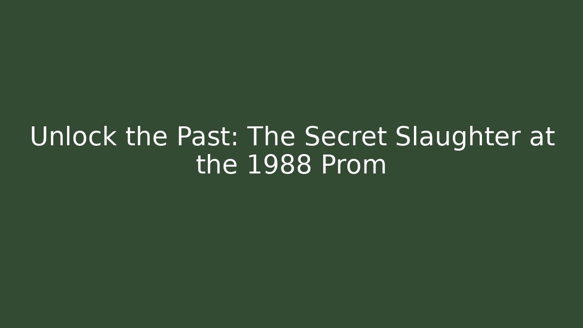 Unlock the Past: The Secret Slaughter at the 1988 Prom