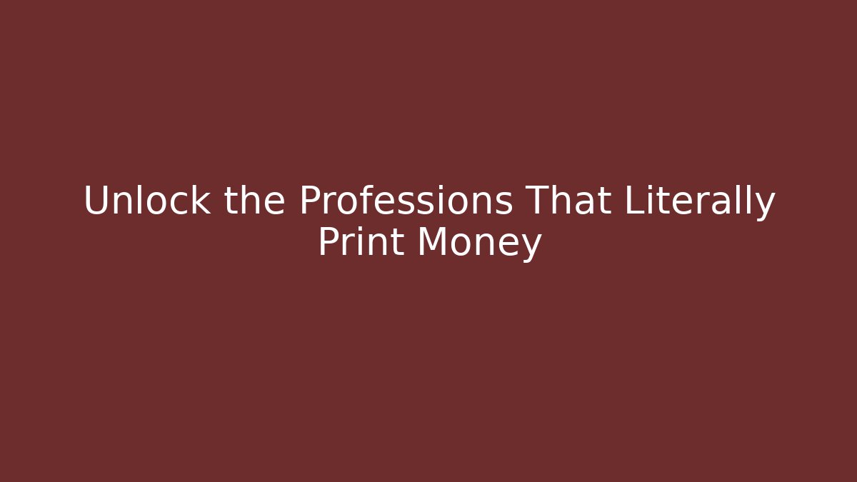 Unlock the Professions That Literally Print Money
