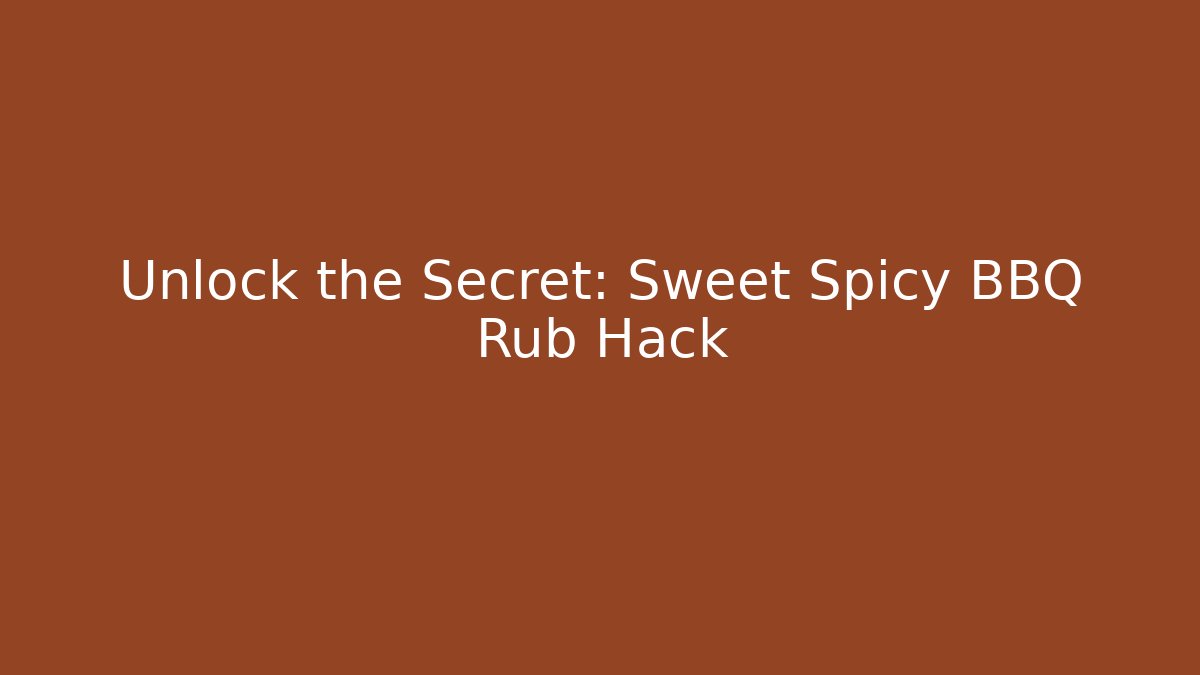 Unlock the Secret: Sweet Spicy BBQ Rub Hack