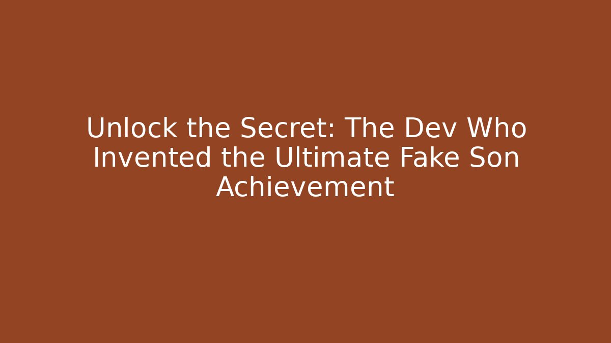 Unlock the Secret: The Dev Who Invented the Ultimate Fake Son Achievement