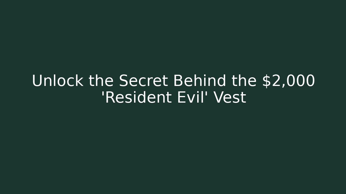 Unlock the Secret Behind the $2,000 'Resident Evil' Vest