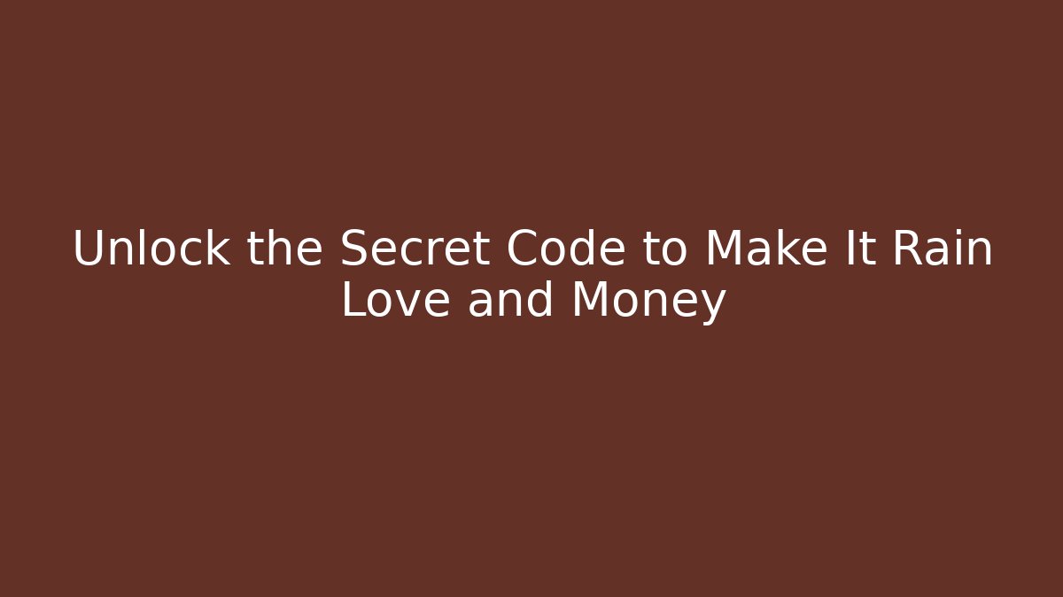 Unlock the Secret Code to Make It Rain Love and Money