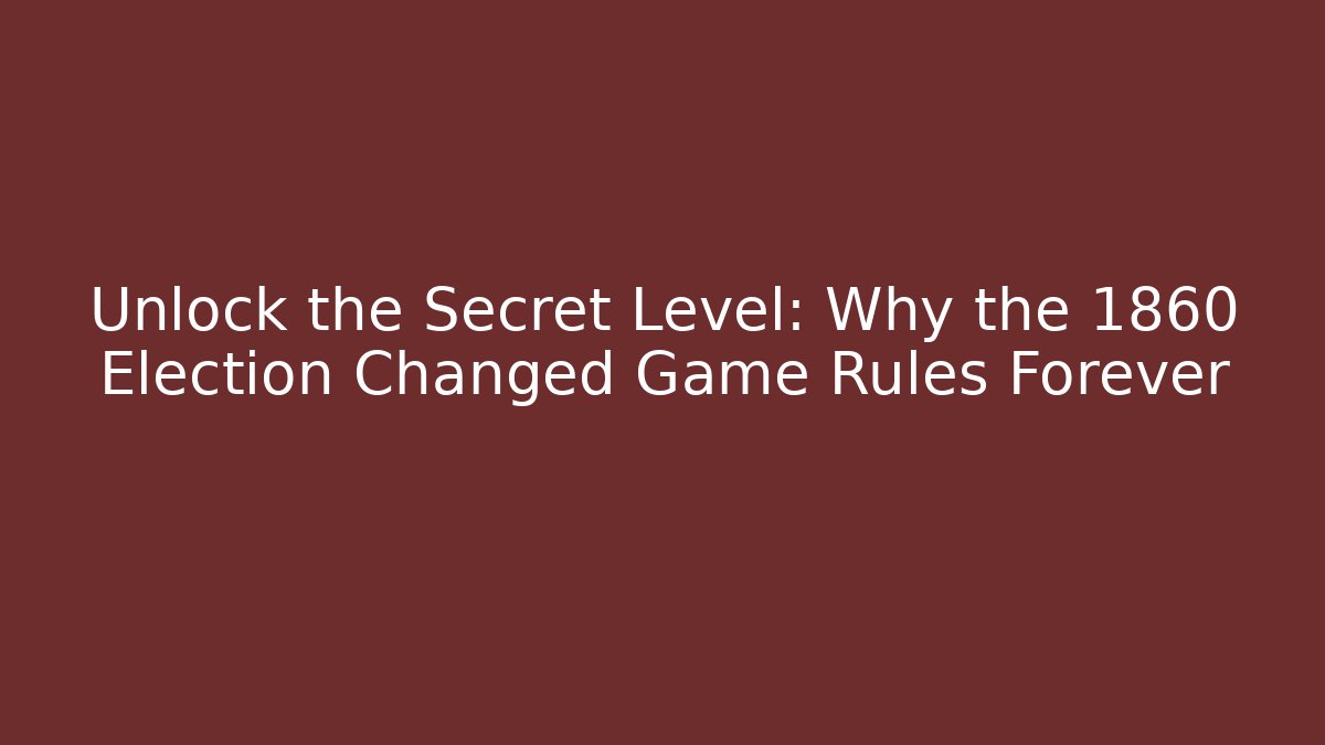 Unlock the Secret Level: Why the 1860 Election Changed Game Rules Forever - Create More Assets