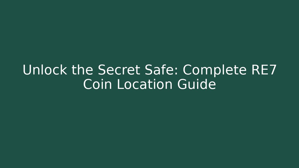 Unlock the Secret Safe: Complete RE7 Coin Location Guide