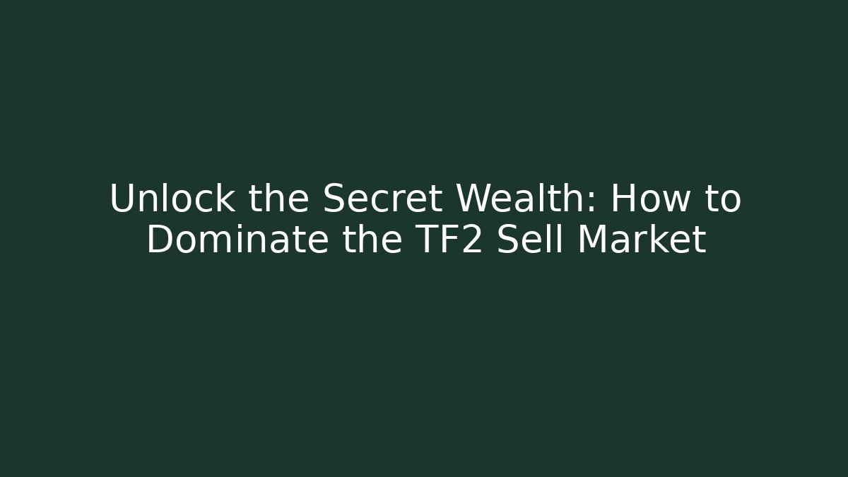 Unlock the Secret Wealth: How to Dominate the TF2 Sell Market
