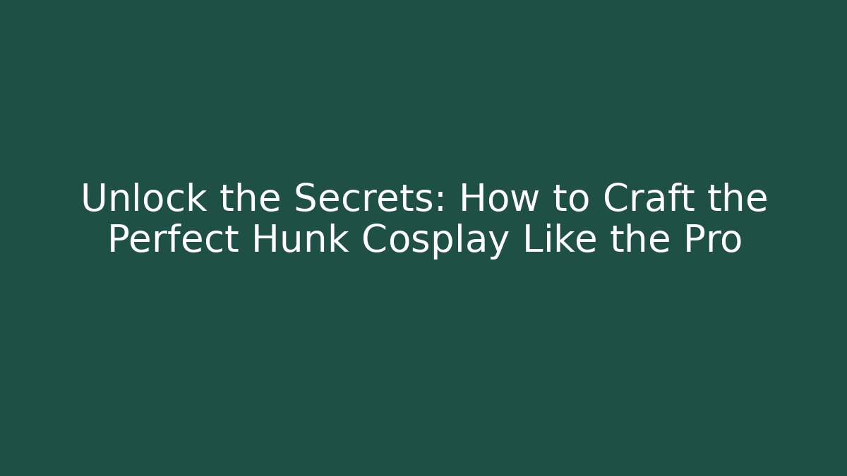 Unlock the Secrets: How to Craft the Perfect Hunk Cosplay Like the Pro