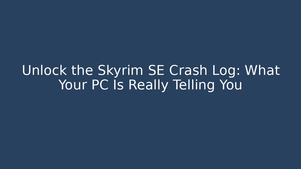 Unlock the Skyrim SE Crash Log: What Your PC Is Really Telling You