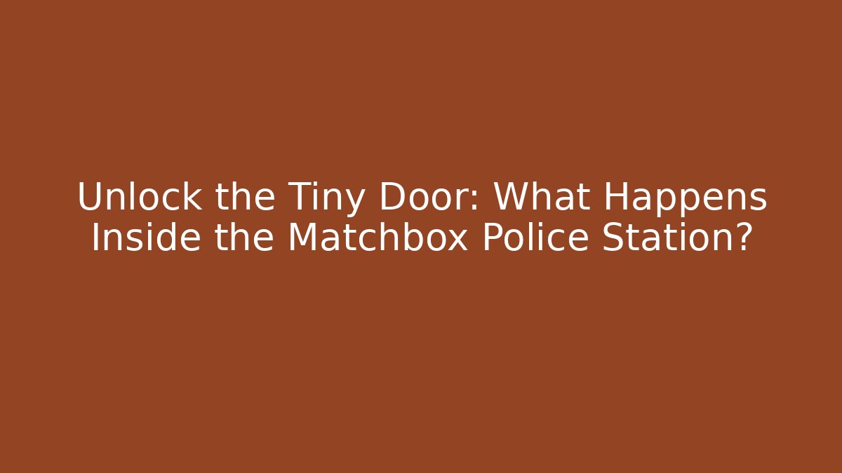 Unlock the Tiny Door: What Happens Inside the Matchbox Police Station?