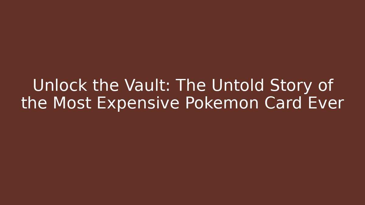 Unlock the Vault: The Untold Story of the Most Expensive Pokémon Card Ever