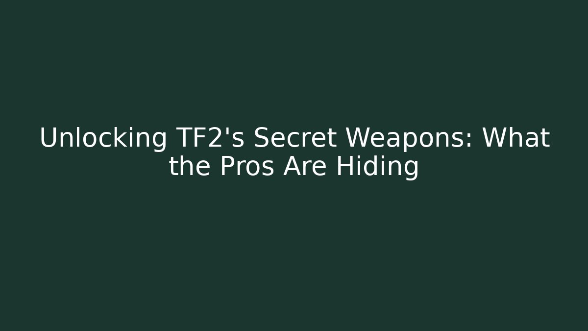 Unlocking TF2's Secret Weapons: What the Pros Are Hiding