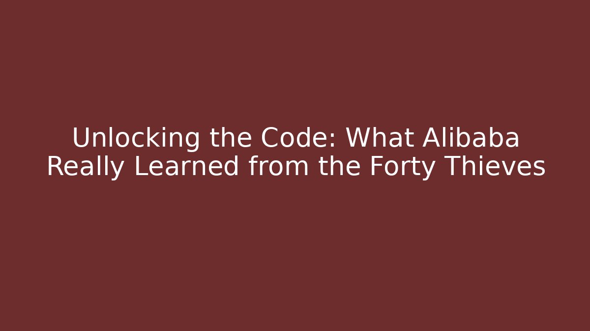 Unlocking the Code: What Alibaba Really Learned from the Forty Thieves - Create More Assets
