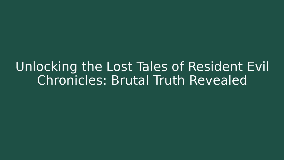 Unlocking the Lost Tales of Resident Evil Chronicles: Brutal Truth Revealed