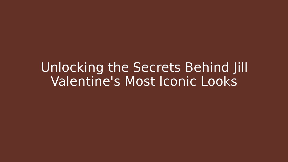 Unlocking the Secrets Behind Jill Valentine's Most Iconic Looks