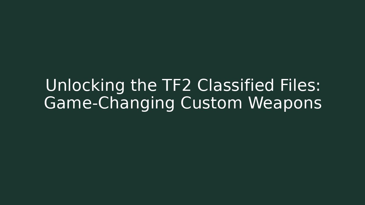 Unlocking the TF2 Classified Files: Game-Changing Custom Weapons - Create More Assets
