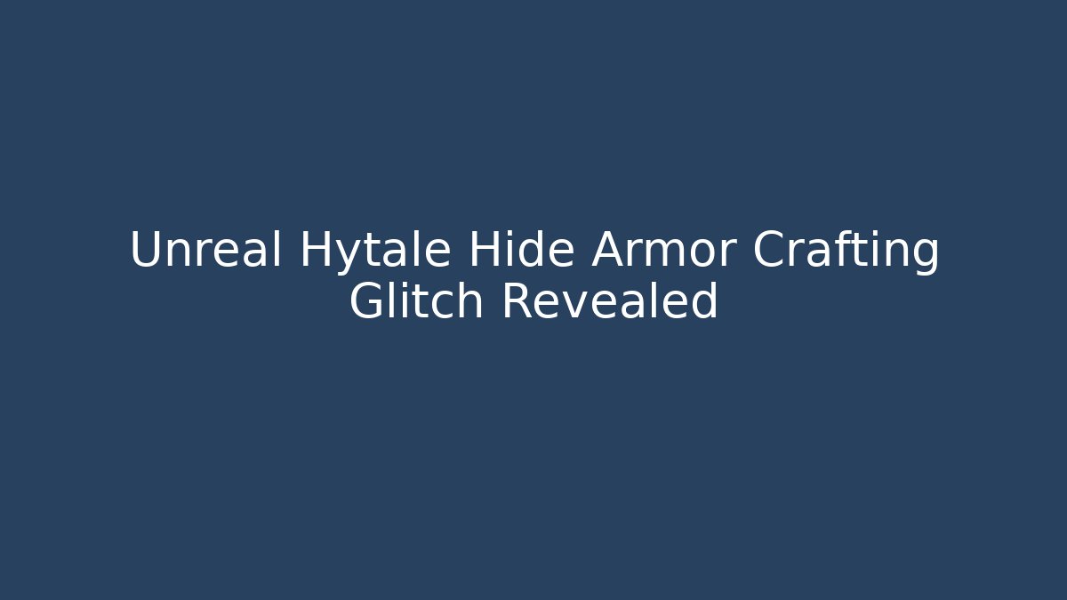 Unreal Hytale Hide Armor Crafting Glitch Revealed