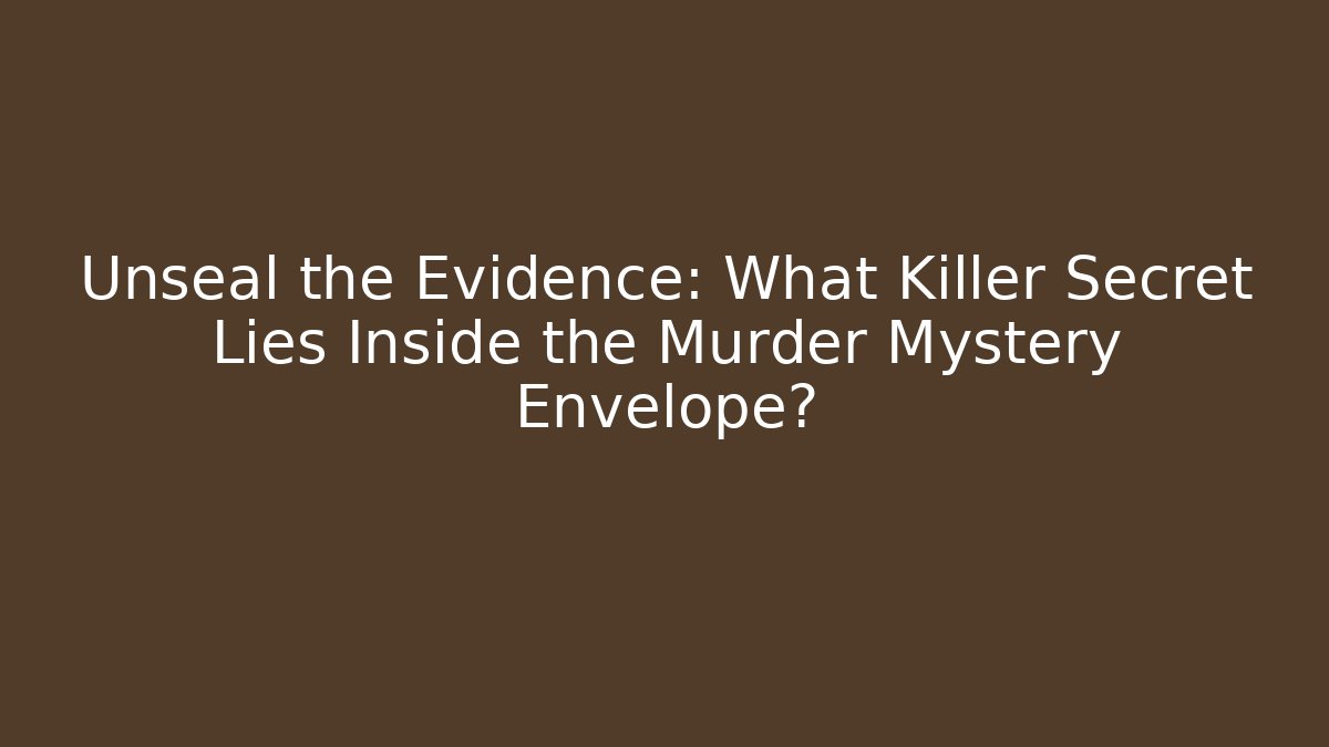 Unseal the Evidence: What Killer Secret Lies Inside the Murder Mystery Envelope?
