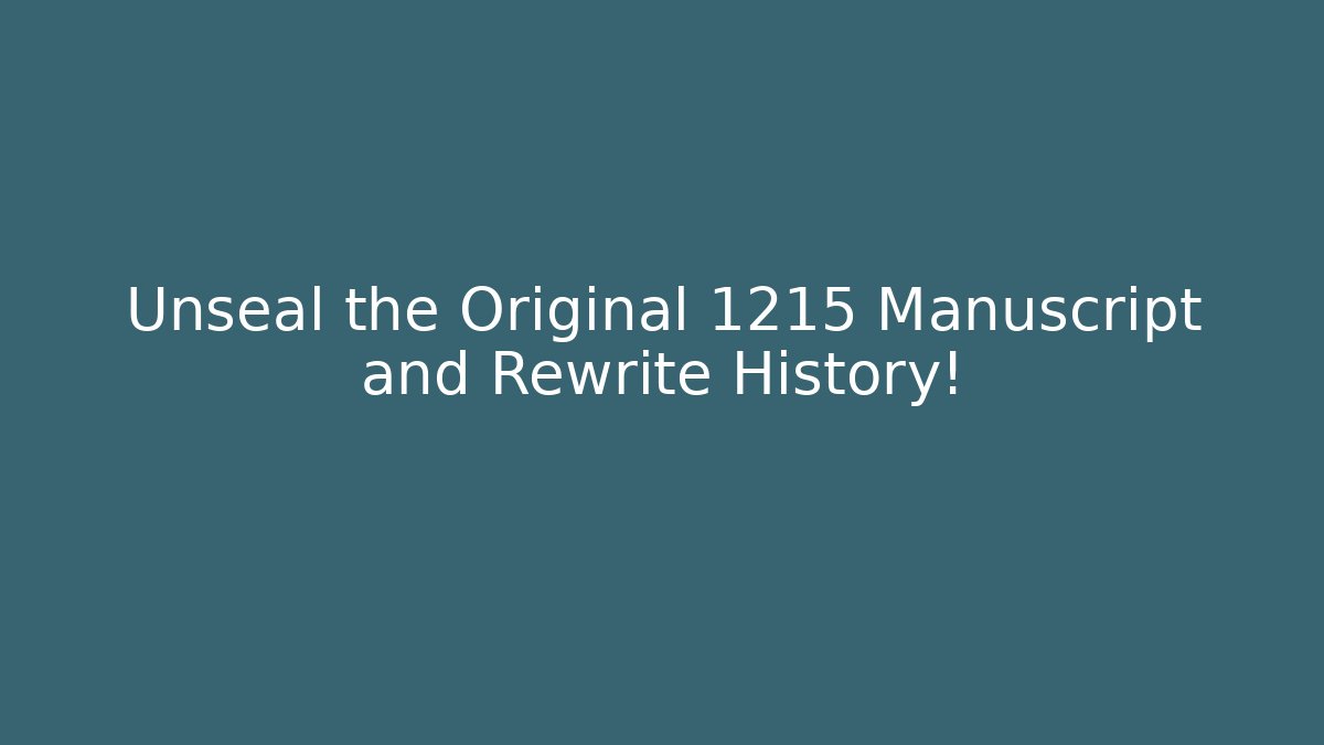 Unseal the Original 1215 Manuscript and Rewrite History!