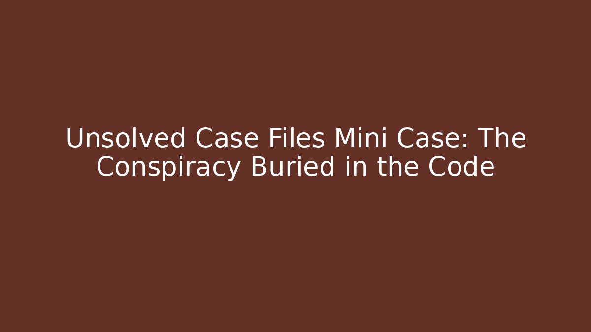Unsolved Case Files Mini Case: The Conspiracy Buried in the Code