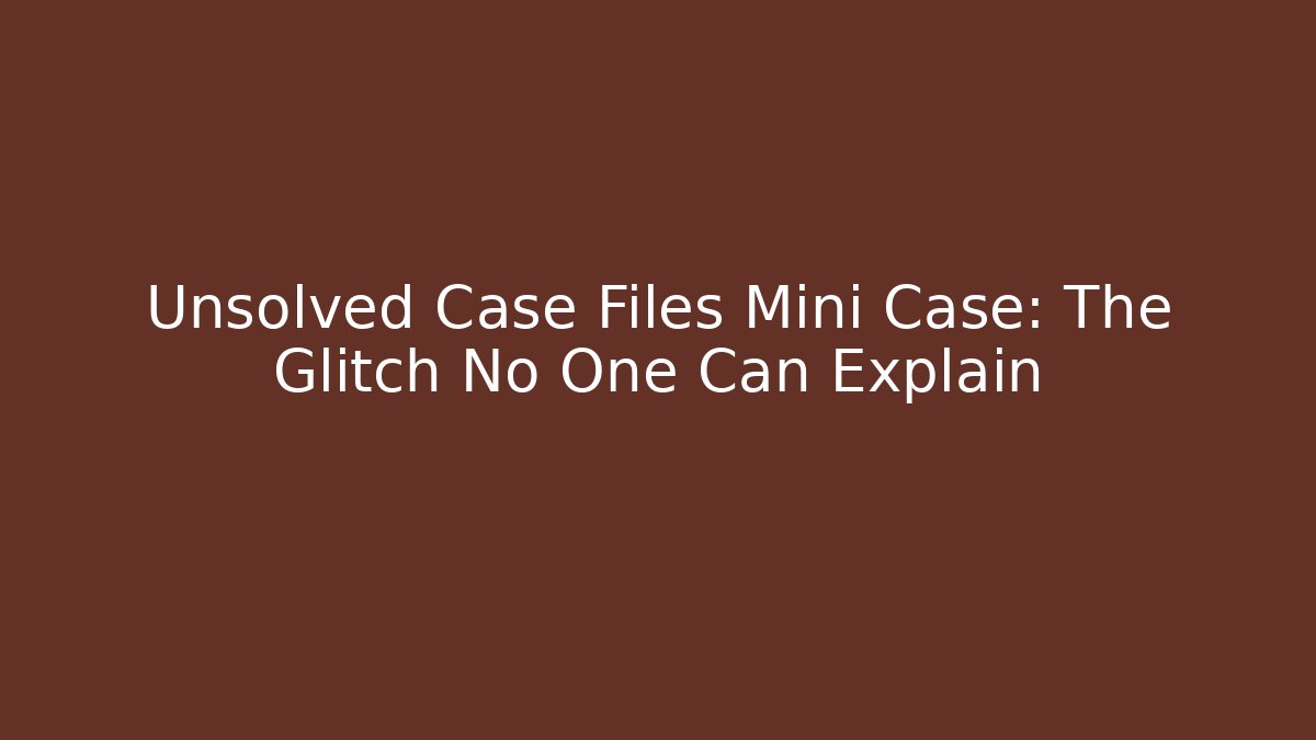 Unsolved Case Files Mini Case: The Glitch No One Can Explain - Create More Assets