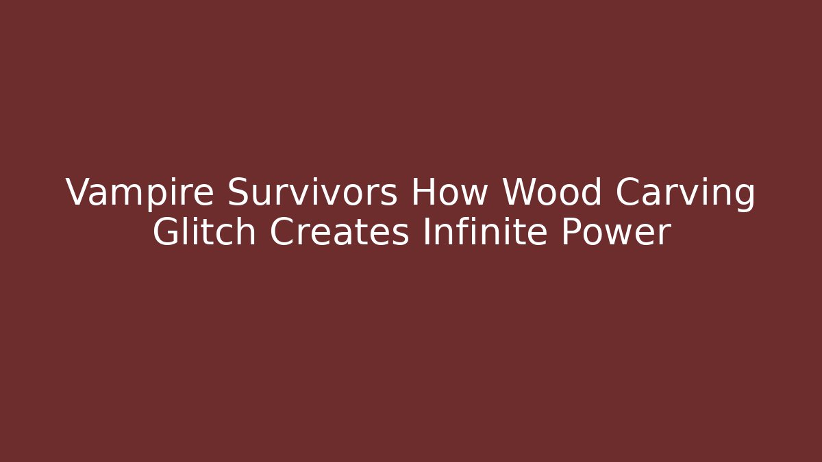 Vampire Survivors How Wood Carving Glitch Creates Infinite Power